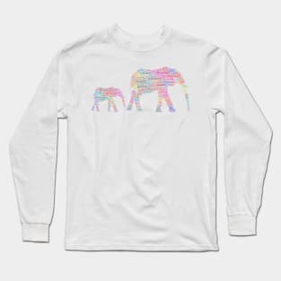 Elephant Animal Wildlife Text Word Cloud Long Sleeve T-Shirt